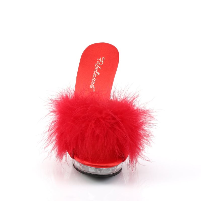 Red / Clear Pleaser Lip-101-8 Women's Platform Slides | AUSTRALIA IUYPH