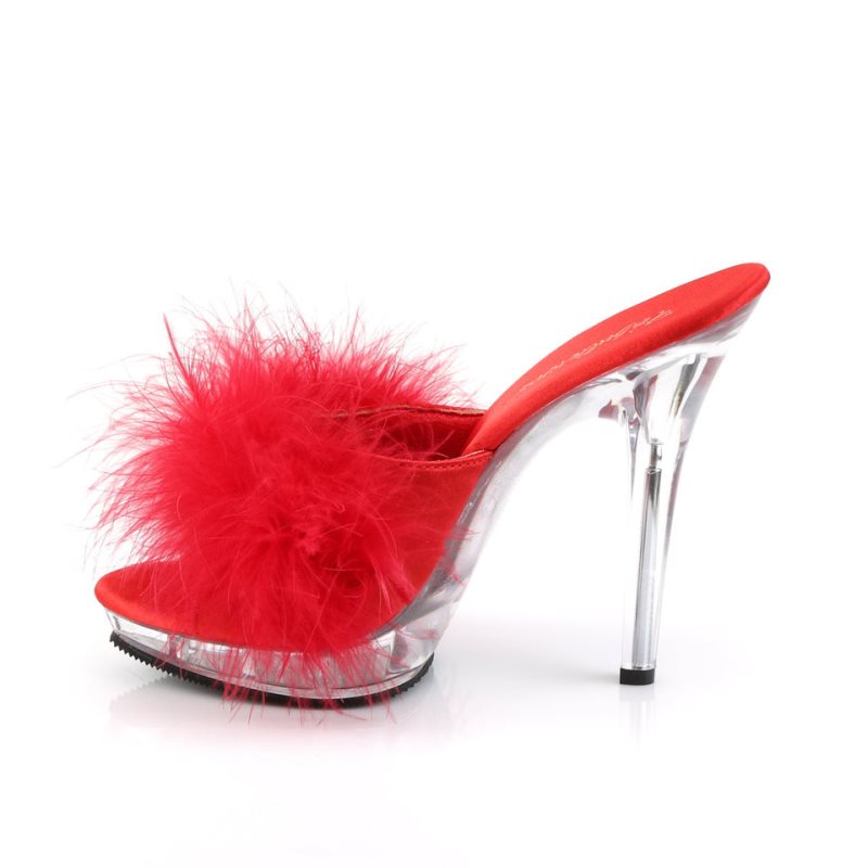 Red / Clear Pleaser Lip-101-8 Women's Platform Slides | AUSTRALIA IUYPH