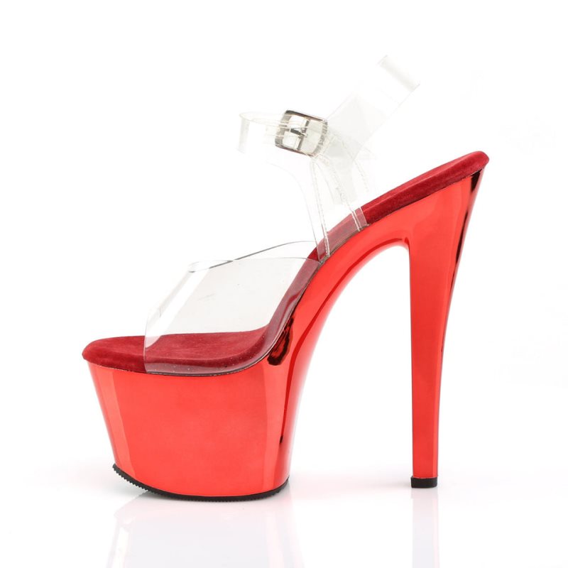 Red / Clear Pleaser Sky-308 Women's Platform Heels Sandals | AUSTRALIA GMRJF