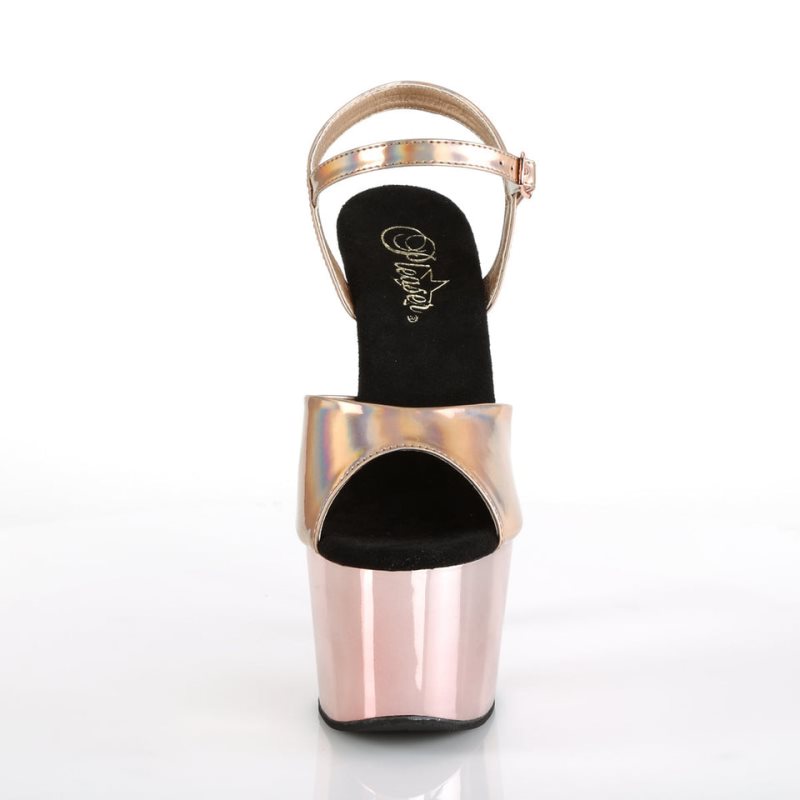 Rose Gold Pleaser Adore-709HGCH Women's Platform Heels Sandals | AUSTRALIA GKEPQ