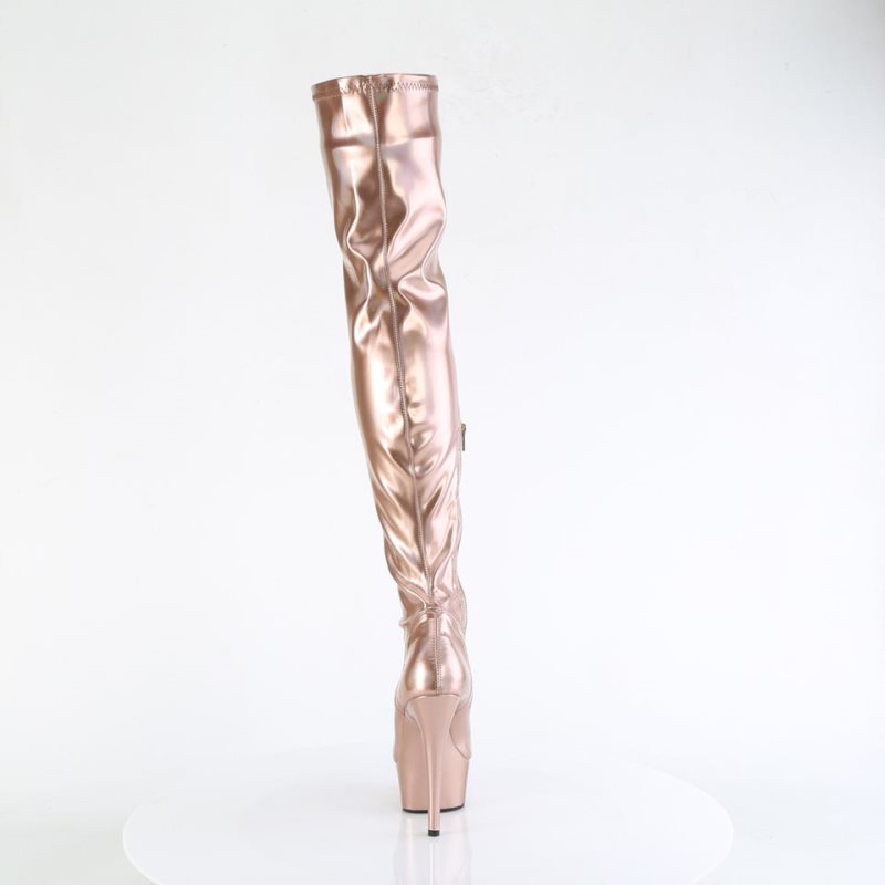 Rose Gold Pleaser Delight-3000HWR Women's Thigh High Boots | AU CAWKBZG