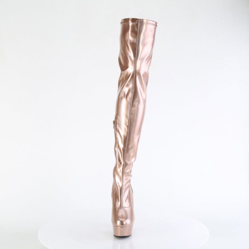 Rose Gold Pleaser Delight-3000HWR Women's Thigh High Boots | AU CAWKBZG