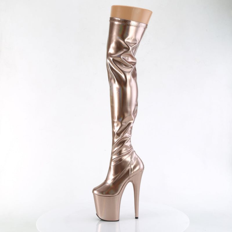 Rose Gold Pleaser Flamingo-3000HWR Women's Thigh High Boots | AU IFBYGRH