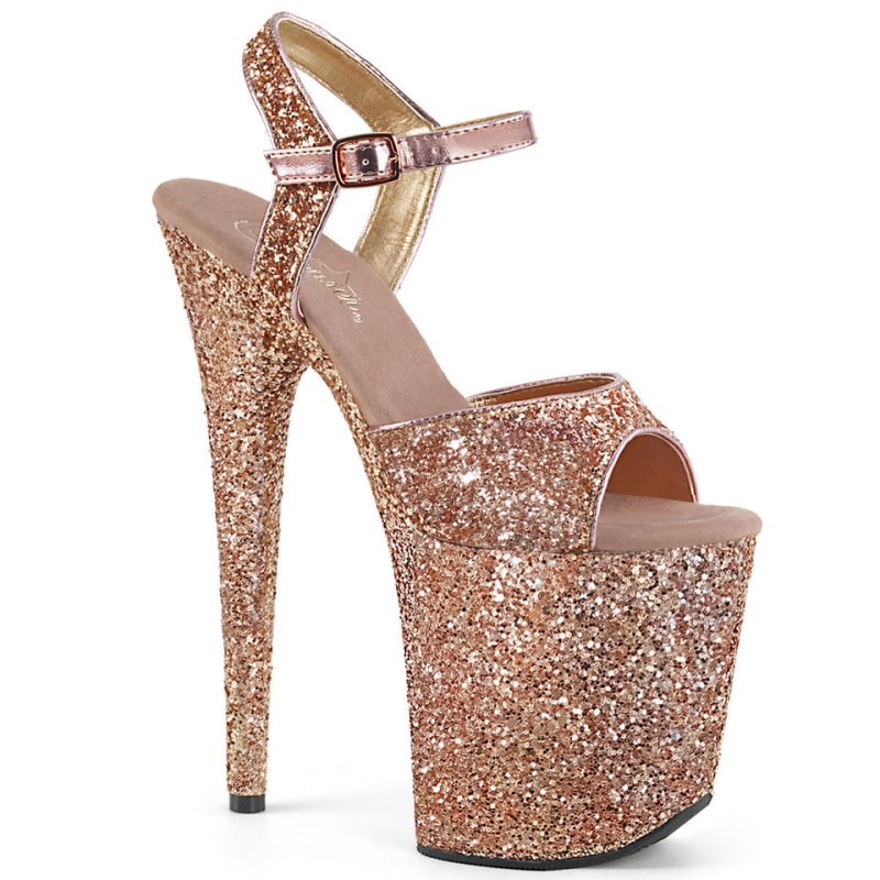 Rose Gold Pleaser Flamingo-810LG Women\'s Platform Heels Sandals | AUSTRALIA LTGAB