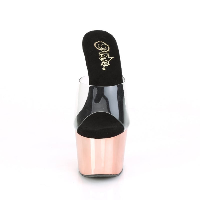 Rose Gold / Clear Pleaser Adore-701 Women's Platform Slides | AU RICFPSN