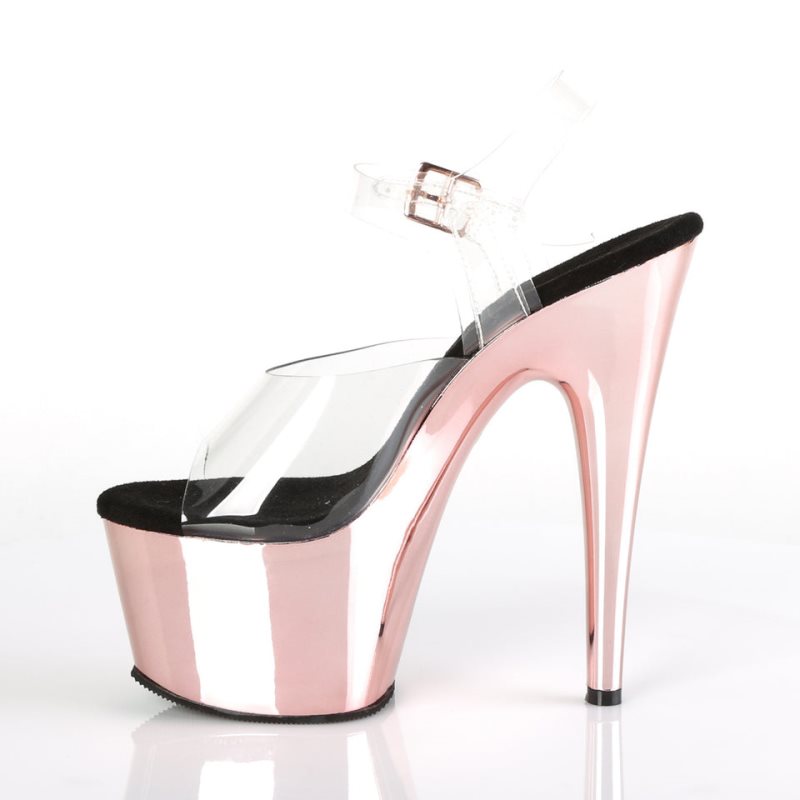 Rose Gold / Clear Pleaser Adore-708 Women's Platform Heels Sandals | AUSTRALIA DTCZQ