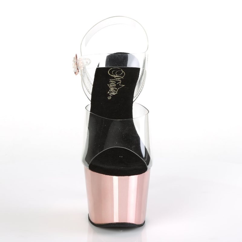 Rose Gold / Clear Pleaser Adore-708 Women's Platform Heels Sandals | AUSTRALIA DTCZQ