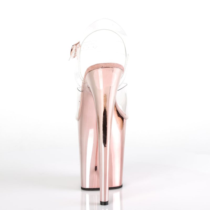 Rose Gold / Clear Pleaser Flamingo-808 Women's Platform Heels Sandals | AUSTRALIA DMYOR