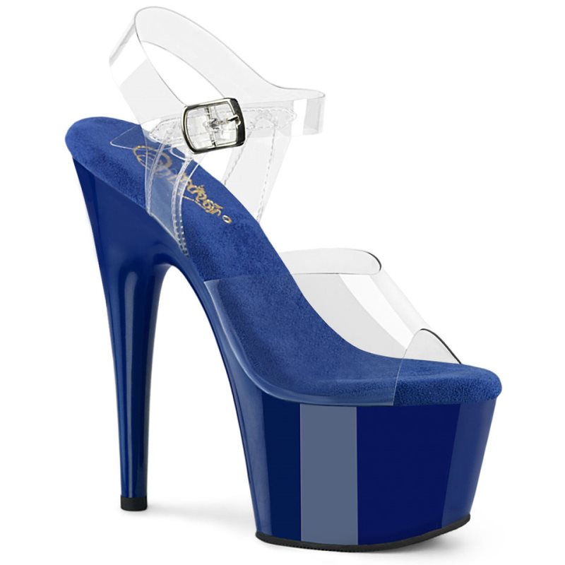 Royal Blue / Clear Pleaser Adore-708 Women\'s Platform Heels Sandals | AU XGCMEBA