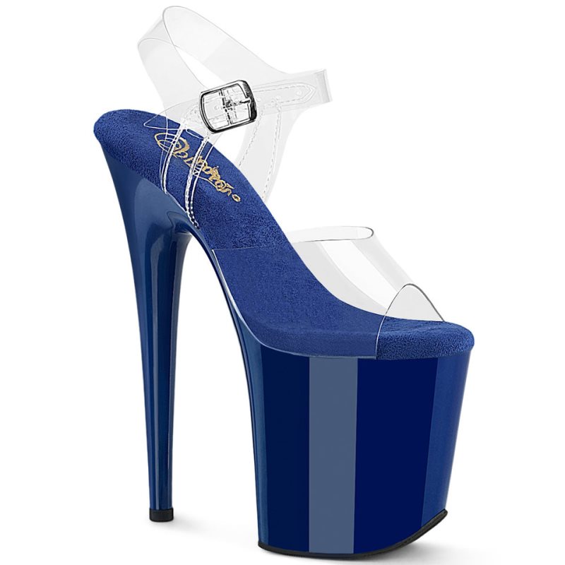 Royal Blue / Clear Pleaser Flamingo-808 Women\'s Platform Heels Sandals | AUSTRALIA WJLNF