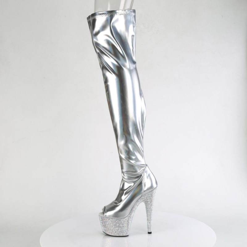 Silver Pleaser Bejeweled-3011-7 Women's Thigh High Boots | AUSTRALIA ERFBG