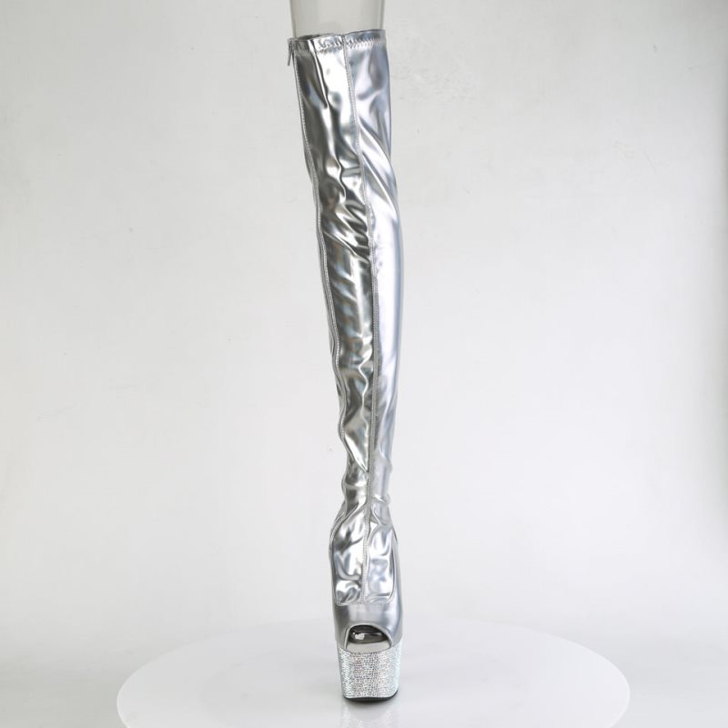 Silver Pleaser Bejeweled-3011-7 Women's Thigh High Boots | AUSTRALIA ERFBG