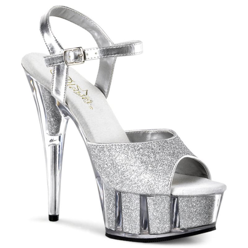 Silver Pleaser Delight-609-5G Women\'s Platform Heels Sandals | AUSTRALIA WLJEZ