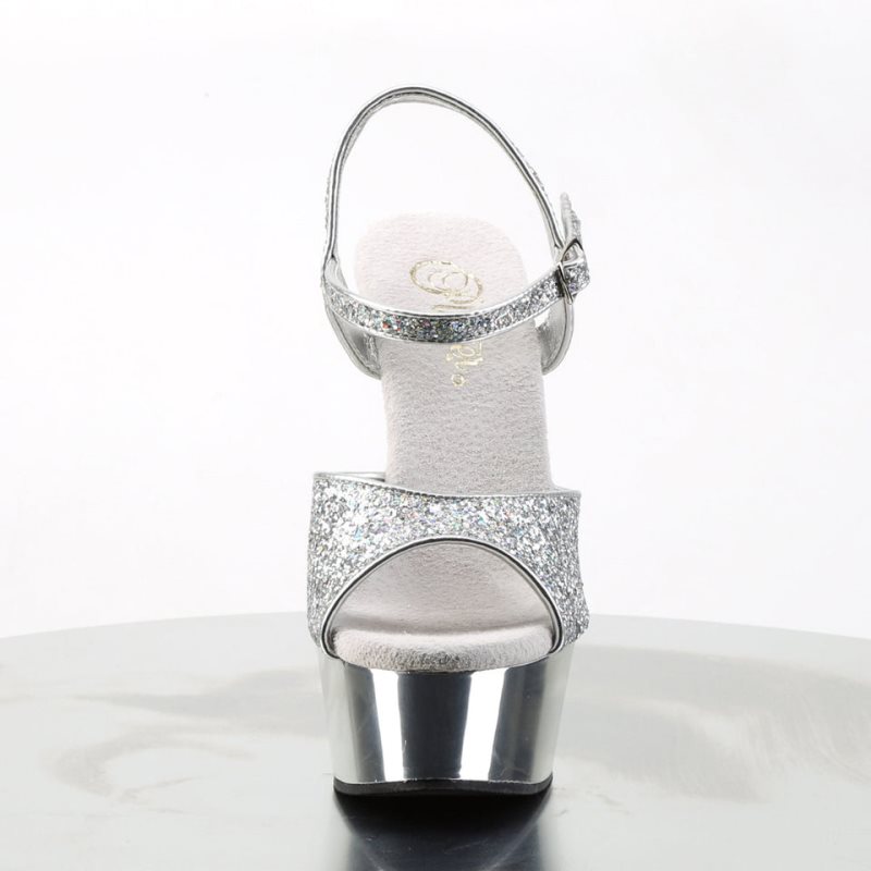 Silver Pleaser Delight-609G Women's Platform Heels Sandals | AU USFEHWT