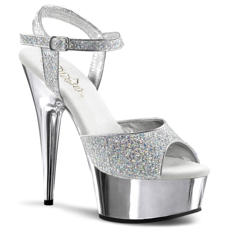 Silver Pleaser Delight-609G Women\'s Platform Heels Sandals | AU USFEHWT