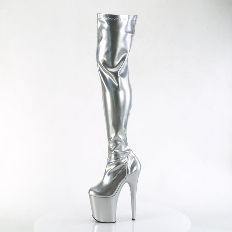 Silver Pleaser Flamingo-3000HWR Women's Thigh High Boots | AUSTRALIA CMDSQ