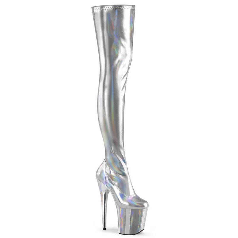 Silver Pleaser Flamingo-3000HWR Women\'s Thigh High Boots | AUSTRALIA CMDSQ