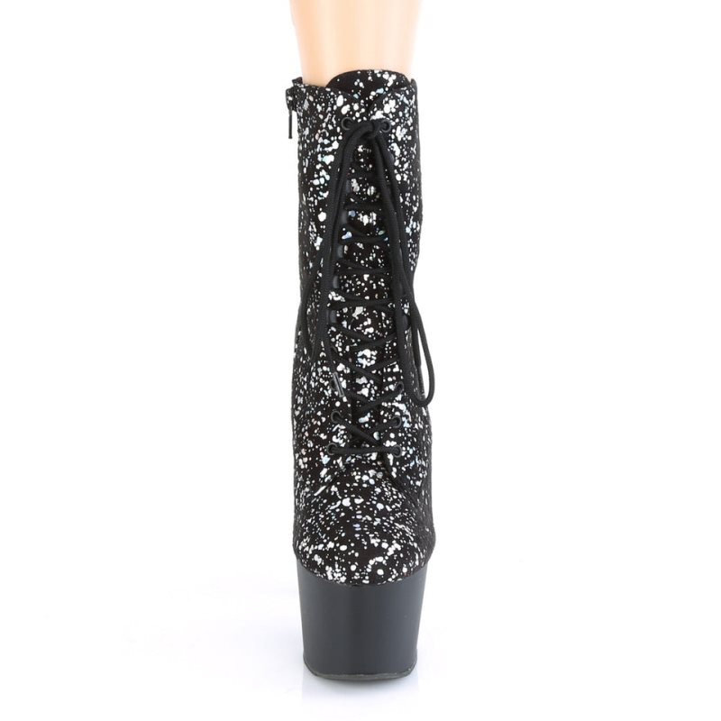 Silver / Black Pleaser Adore-1020SPLAT Hologram Women's Heels Boots | AU PQULMDK