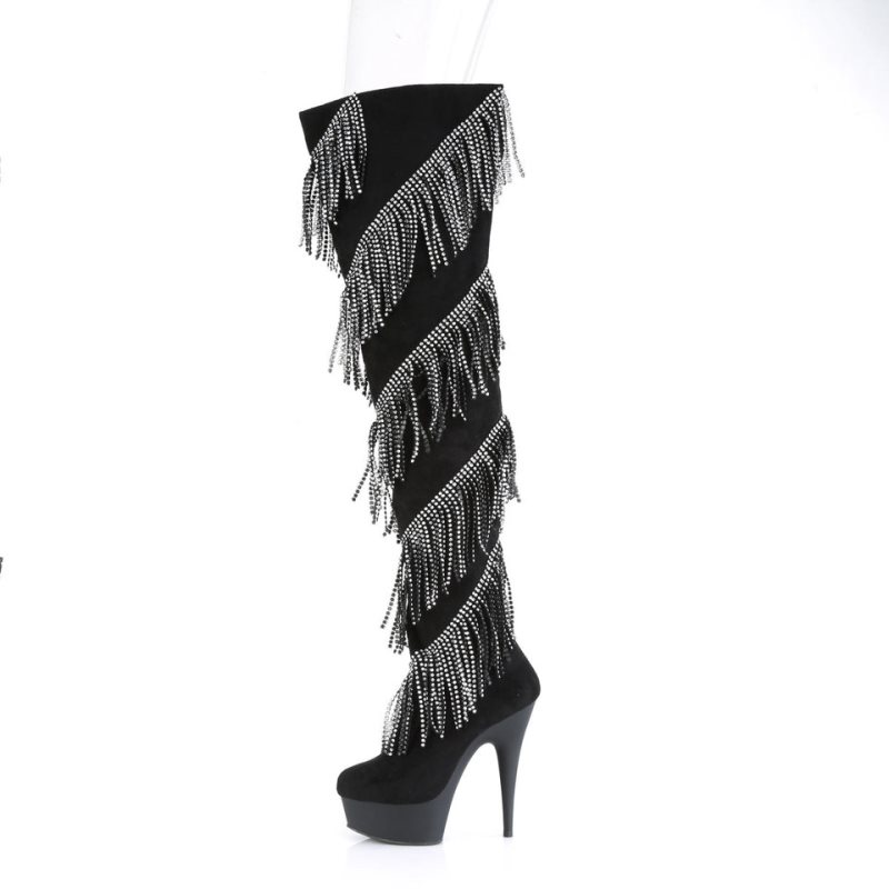 Silver / Black Pleaser Delight-3065 Women's Thigh High Boots | AU JGKBXOM