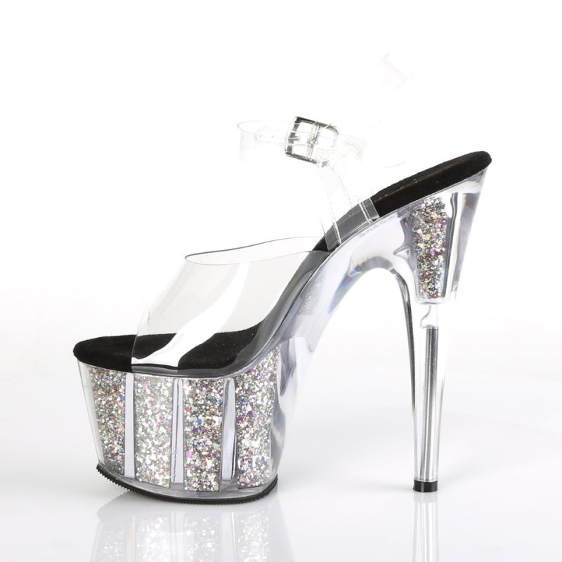 Silver / Clear Pleaser Adore-708CG Women's Platform Heels Sandals | AUSTRALIA PRBOU