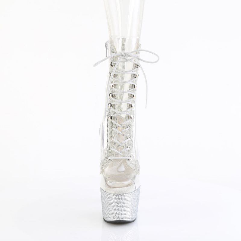 Silver / Clear Pleaser Bejeweled-1021C-2 Women's Heels Boots | AUSTRALIA SCHDO