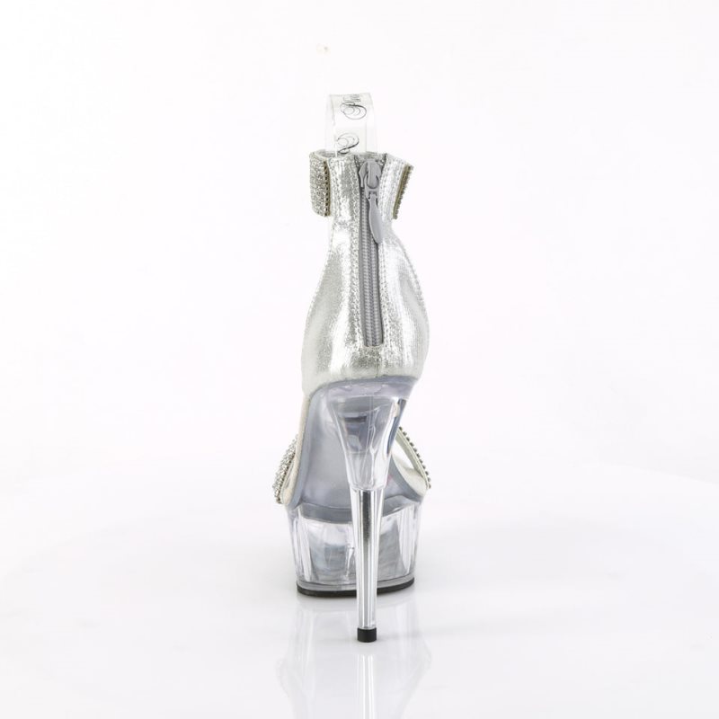 Silver / Clear Pleaser Delight-641 Women's Platform Heels Sandals | AU JHZEFMW