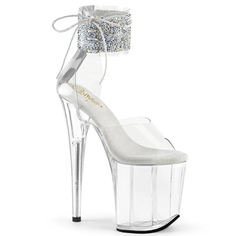 Silver / Clear Pleaser Flamingo-824RS-02 Women\'s Platform Heels Sandals | AUSTRALIA CUKIY