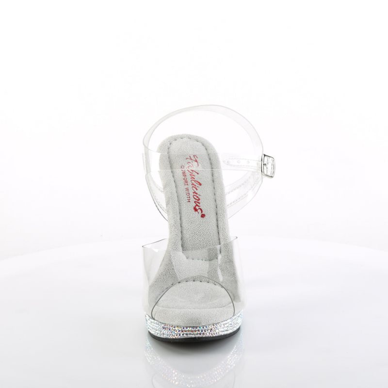 Silver / Clear Pleaser Glory-508DM Women's Heels Sandals | AU PKOISRW