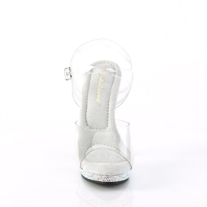 Silver / Clear Pleaser Lip-108DM Women's Heels Sandals | AU RHTZPCA