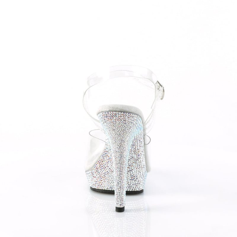 Silver / Clear Pleaser Lip-108DM Women's Heels Sandals | AU RHTZPCA