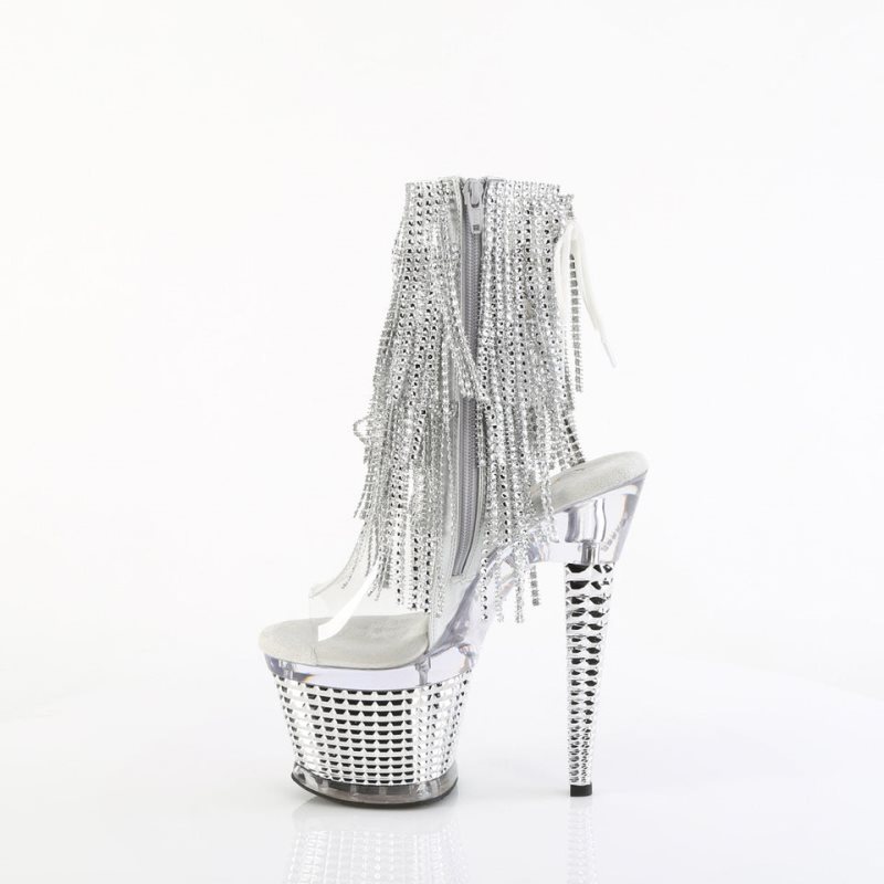 Silver / Clear Pleaser Spectator-1017RSF Women's Heels Boots | AU LMHDYQA