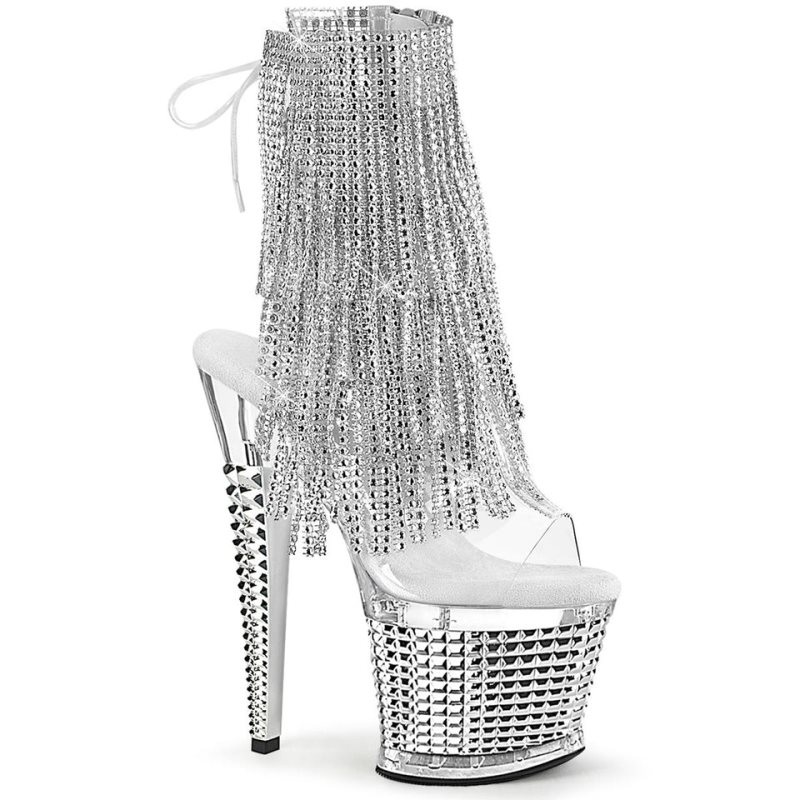 Silver / Clear Pleaser Spectator-1017RSF Women\'s Heels Boots | AU LMHDYQA