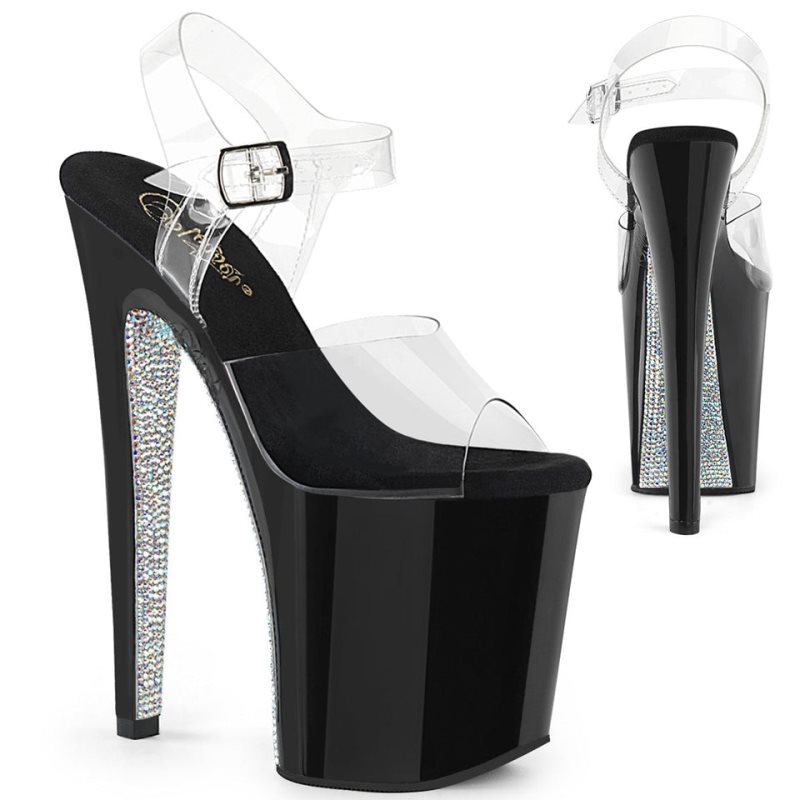 Silver / Clear Pleaser Xtreme-808CRS Women\'s Platform Heels Sandals | AUSTRALIA KLIWH