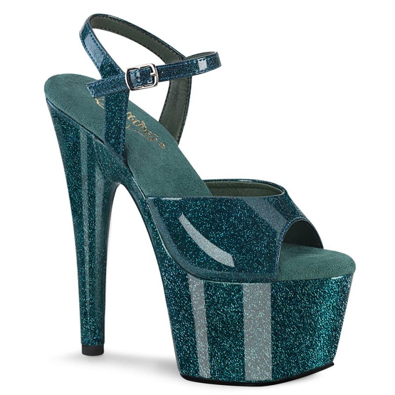 Turquoise Pleaser Adore-709GP Women\'s Platform Heels Sandals | AUSTRALIA TYEHG