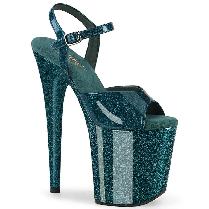 Turquoise Pleaser Flamingo-809GP Women\'s Platform Heels Sandals | AU XAYMRZS