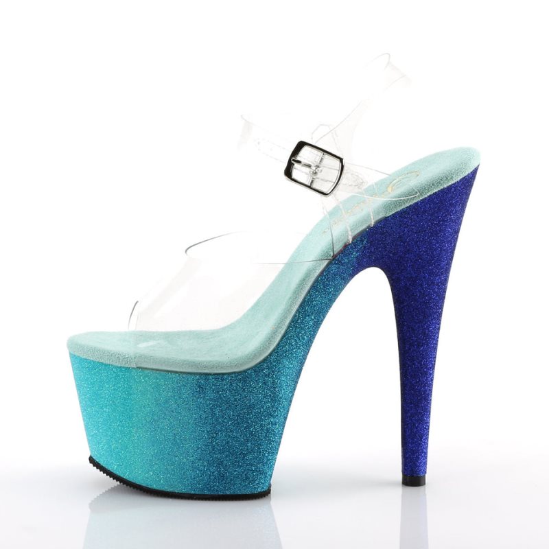 Turquoise / Clear Pleaser Adore-708OMBRE Women's Platform Heels Sandals | AU PHXYWIS