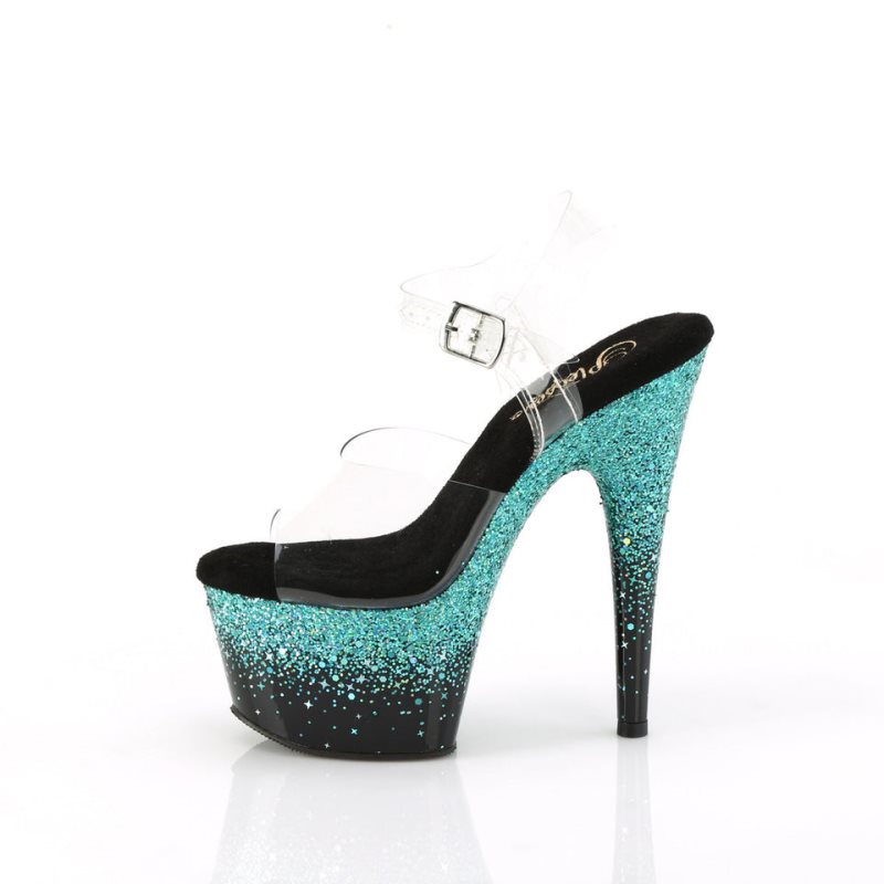 Turquoise / Clear Pleaser Adore-708SS Women's Platform Heels Sandals | AUSTRALIA CUWBK