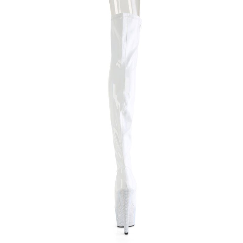 White Pleaser Bejeweled-3011-7 Women's Thigh High Boots | AU AXIDZRW