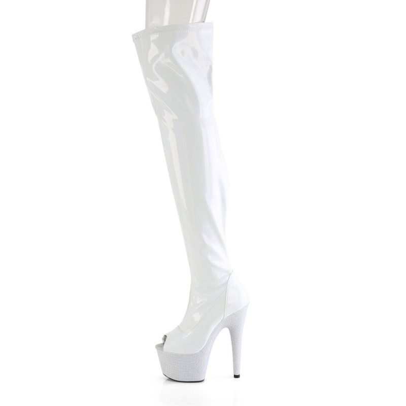 White Pleaser Bejeweled-3011-7 Women's Thigh High Boots | AU AXIDZRW