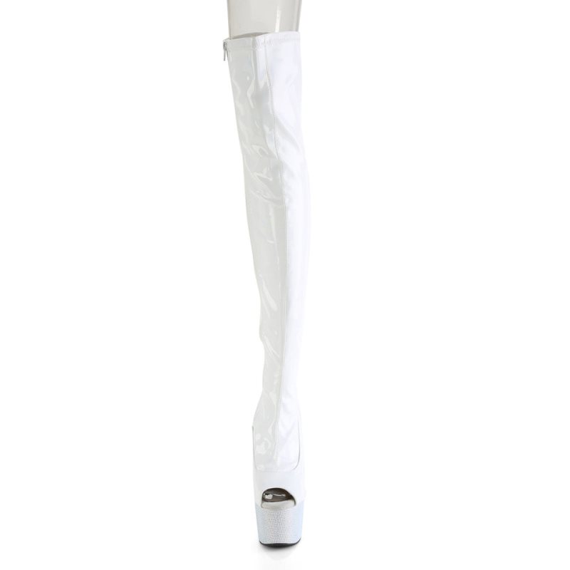 White Pleaser Bejeweled-3011-7 Women's Thigh High Boots | AU AXIDZRW