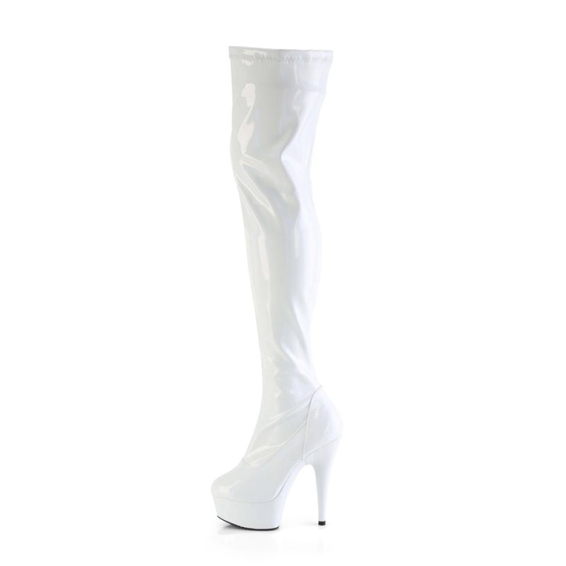 White Pleaser Delight-3000HWR Women's Thigh High Boots | AUSTRALIA XQYHL