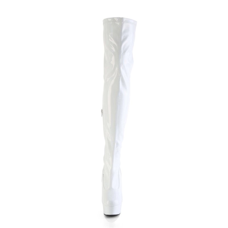 White Pleaser Delight-3000HWR Women's Thigh High Boots | AUSTRALIA XQYHL