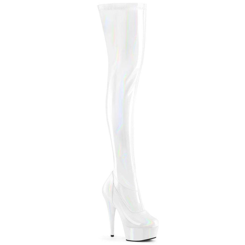 White Pleaser Delight-3000HWR Women\'s Thigh High Boots | AUSTRALIA XQYHL