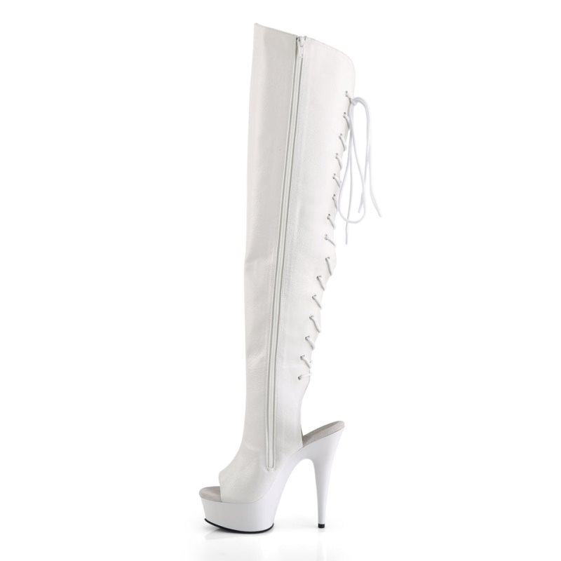 White Pleaser Delight-3019 Vegan Leather Women's Thigh High Boots | AU GZIYXVQ