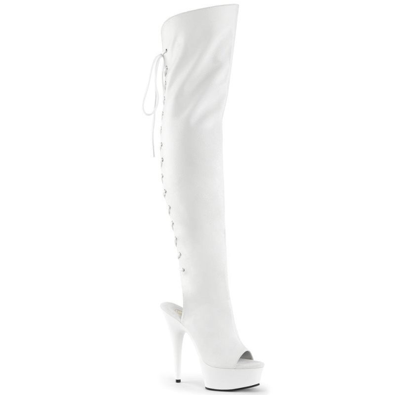 White Pleaser Delight-3019 Vegan Leather Women\'s Thigh High Boots | AU GZIYXVQ