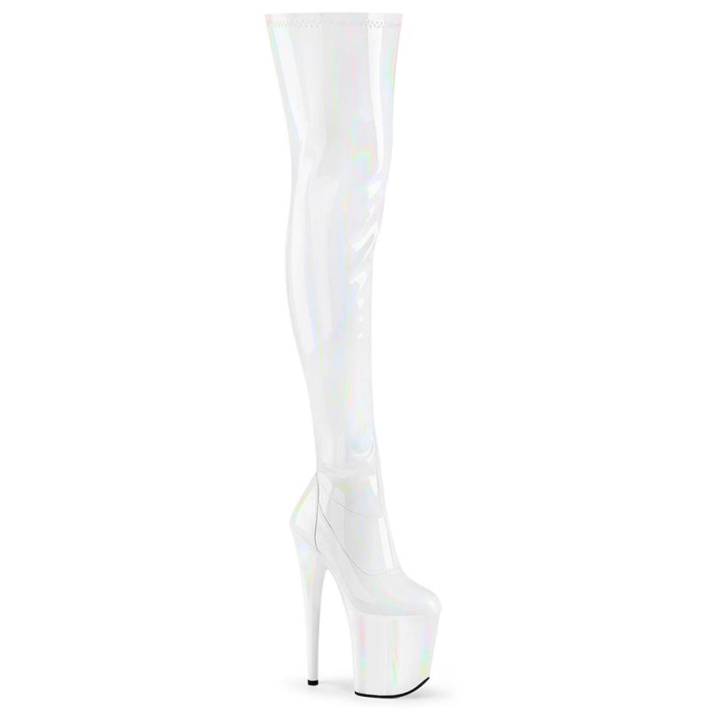 White Pleaser Flamingo-3000HWR Women\'s Thigh High Boots | AU VAQDXYH