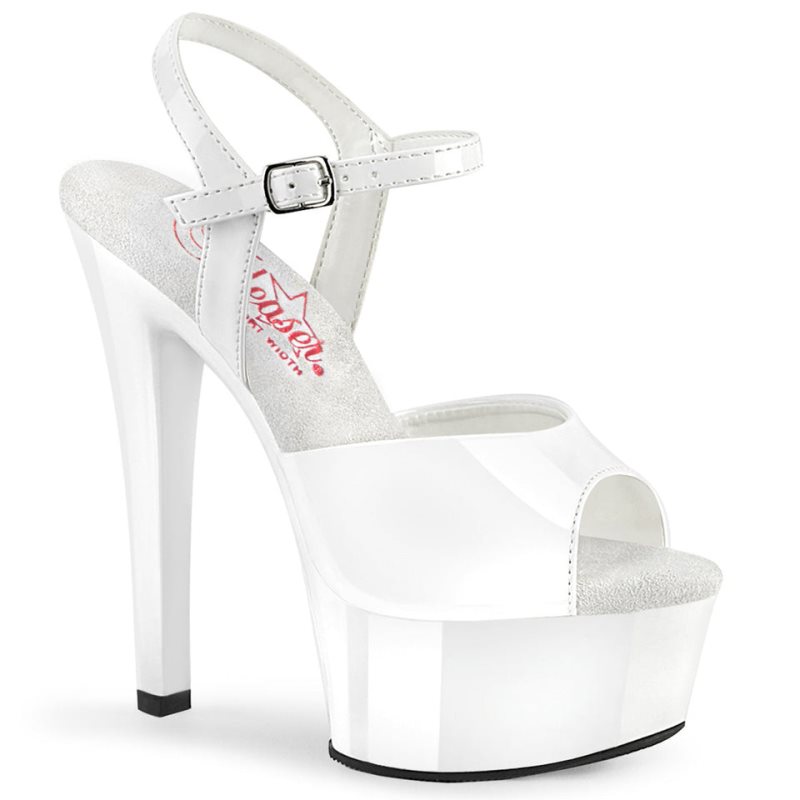 White Pleaser Gleam-609 Women\'s Platform Heels Sandals | AUSTRALIA ZSTWA