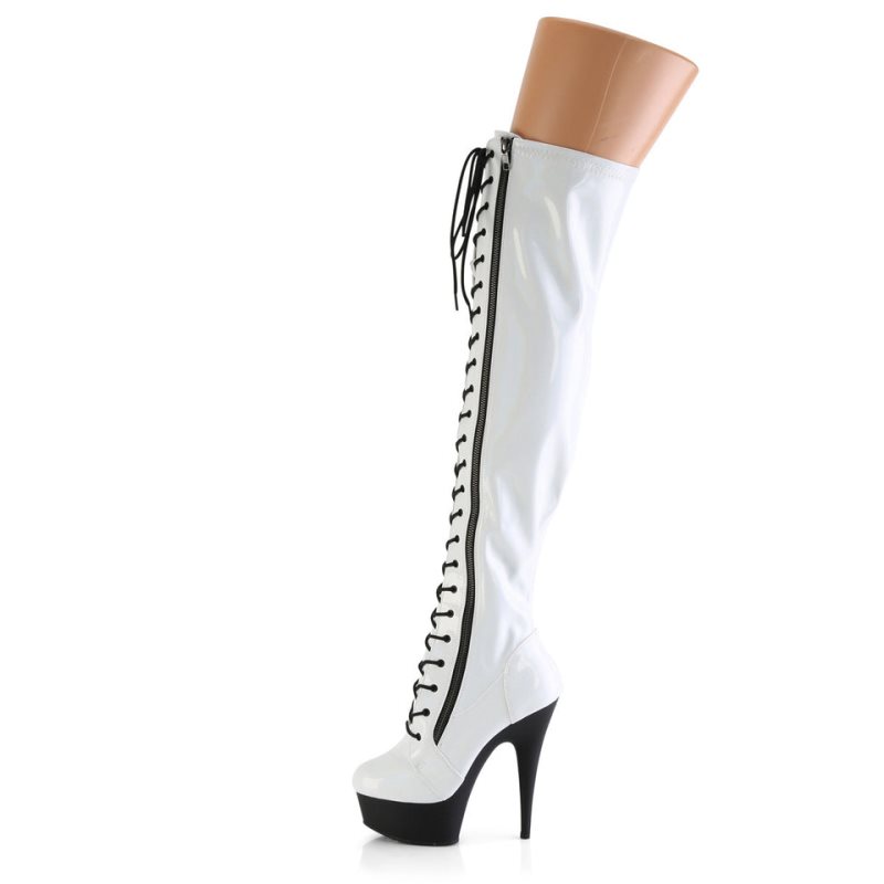 White / Black Pleaser Delight-3029 Women's Thigh High Boots | AU DMGBKYJ