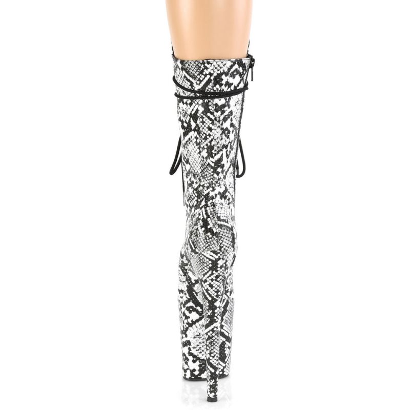 White / Black Pleaser Flamingo-1050SP Women's Heels Boots | AUSTRALIA KOSGA