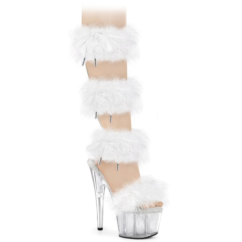 White / Clear Pleaser Adore-728F Women\'s Platform Heels Sandals | AU TSXQVUW